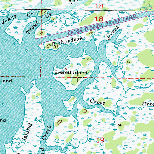 Topographic Map of Everett Island, FL