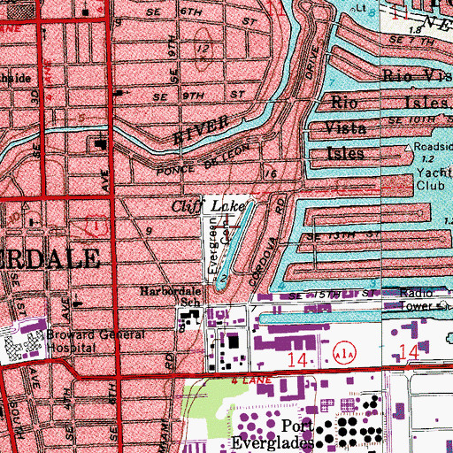 Topographic Map of Evergreen Cemetery, FL
