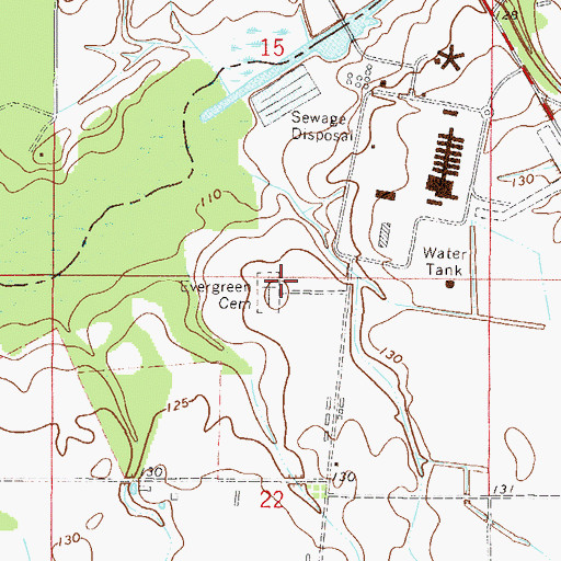 Topographic Map of Evergreen Cemetery, FL