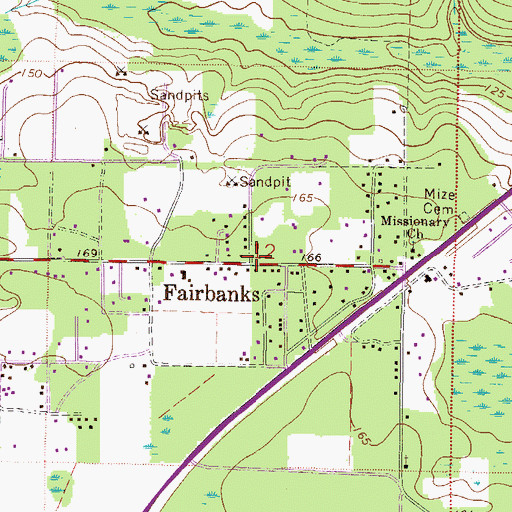Topographic Map of Fairbanks, FL