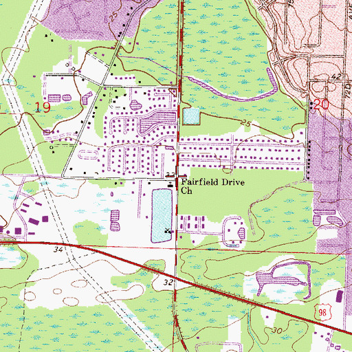 Topographic Map of Fairfield Drive Church, FL