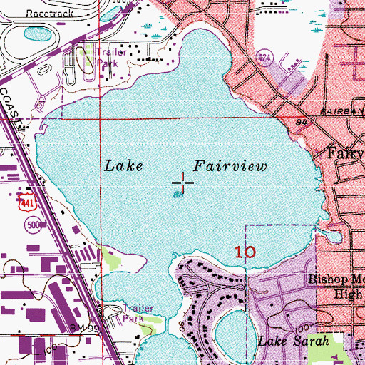 Topographic Map of Lake Fairview, FL