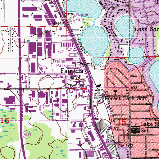 Topographic Map of Fairvilla, FL