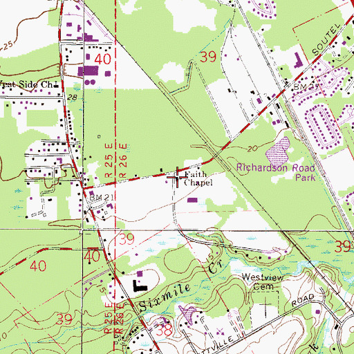 Topographic Map of Faith Chapel, FL