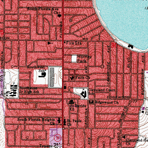 Topographic Map of Faith Church, FL