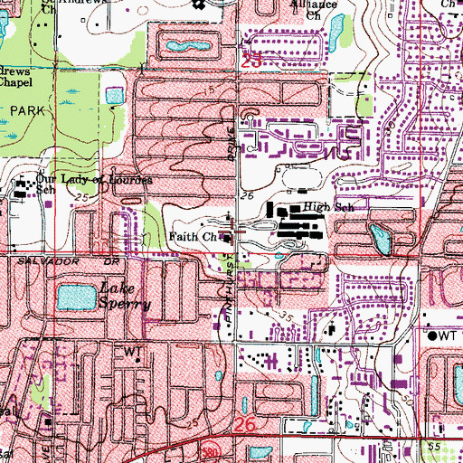 Topographic Map of Faith Church, FL