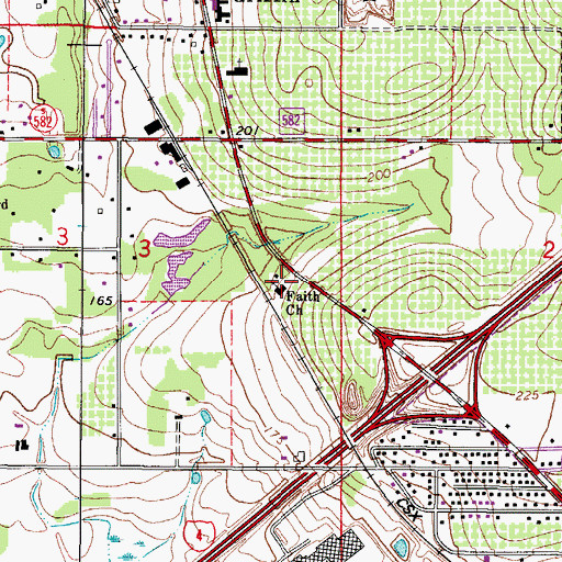 Topographic Map of Faith Church, FL