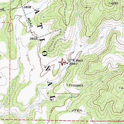 Topographic Map of D K Well, AZ