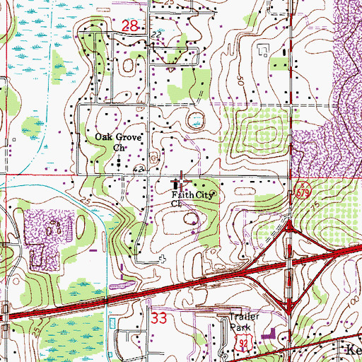 Topographic Map of Faith City Church, FL
