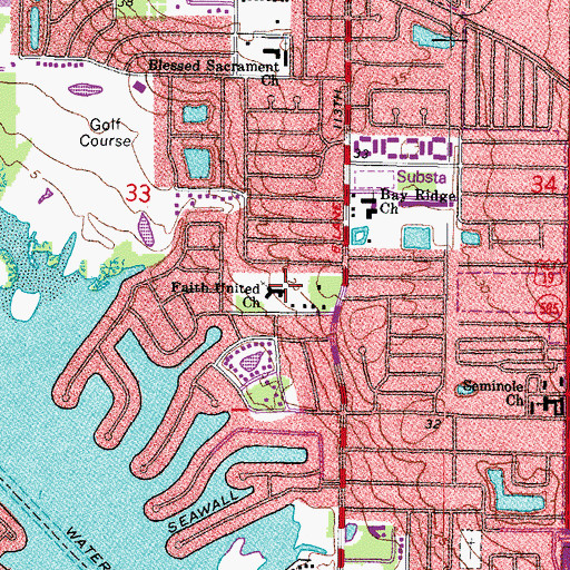 Topographic Map of Faith United Church, FL
