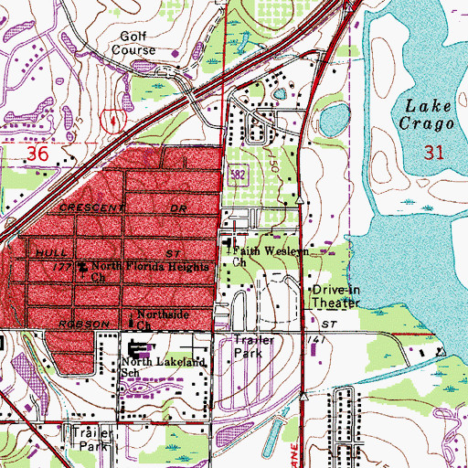 Topographic Map of Faith Wesleyn Church, FL