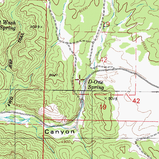 Topographic Map of D-One Spring, AZ