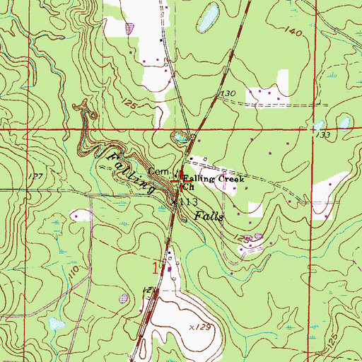 Topographic Map of Falling Creek Church, FL