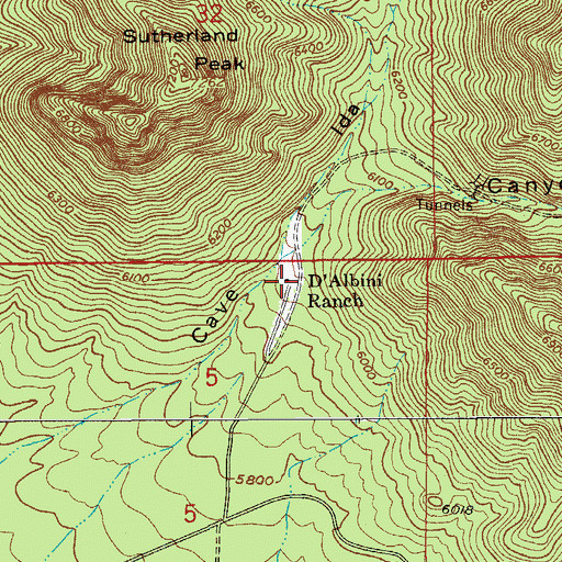 Topographic Map of D'Albini Ranch, AZ