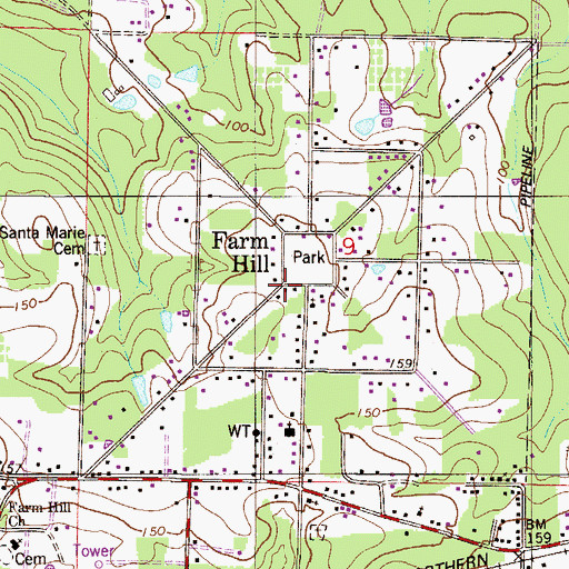 Topographic Map of Farm Hill, FL