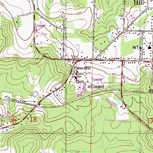 Topographic Map of Farm Hill Church, FL