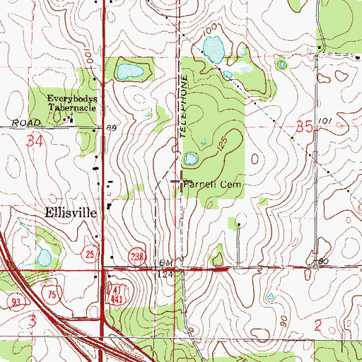 Topographic Map of Farnell Cemetery, FL
