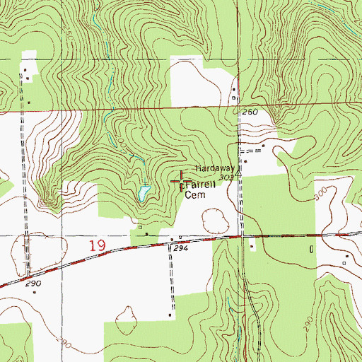 Topographic Map of Farrell Cemetery, FL
