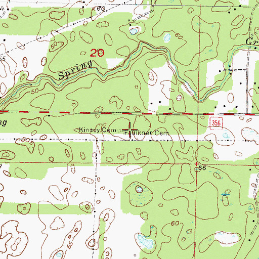 Topographic Map of Faulkner Cemetery, FL