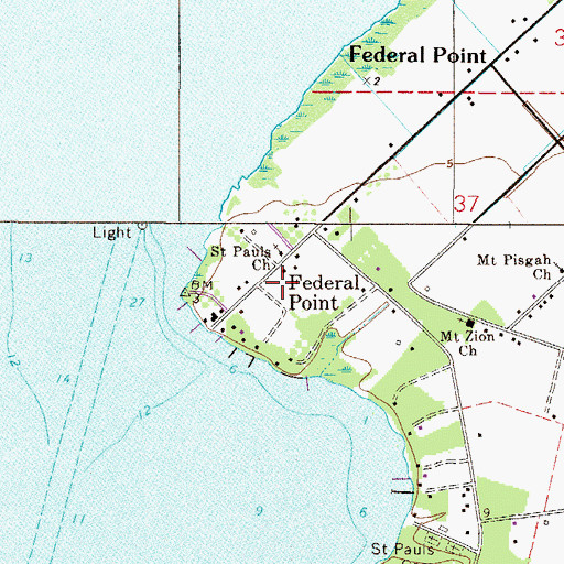 Topographic Map of Federal Point, FL