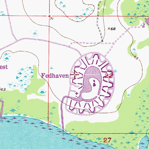 Topographic Map of Fedhaven, FL