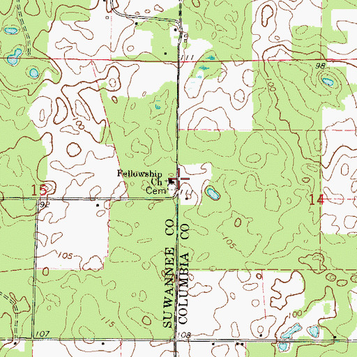 Topographic Map of Fellowship Church, FL