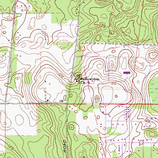 Topographic Map of Fellowship Missionary Baptist Church, FL