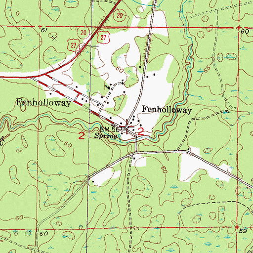 Topographic Map of Fenholloway, FL