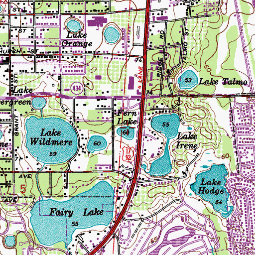 Topographic Map of Fern Lake, FL