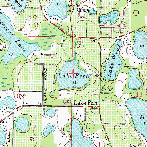 Topographic Map of Lake Fern, FL