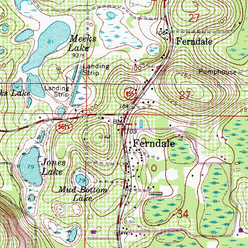 Topographic Map of Ferndale, FL