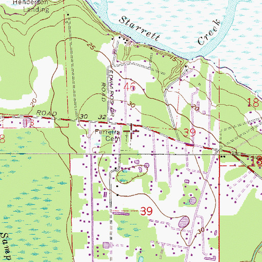 Topographic Map of Ferreira Cemetery, FL