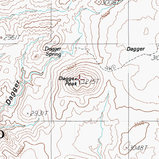 Topographic Map of Dagger Peak, AZ