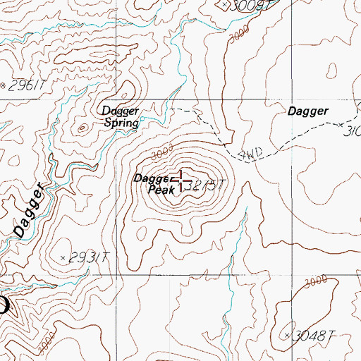 Topographic Map of Dagger Peak, AZ
