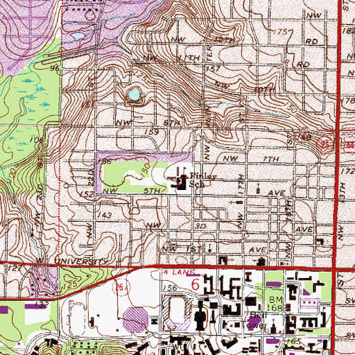 Topographic Map of J J Finley Elementary School, FL