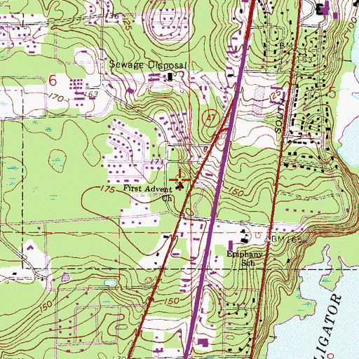 Topographic Map of First Advent Christian Church, FL
