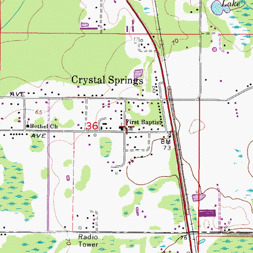 Topographic Map of First Baptist Church, FL