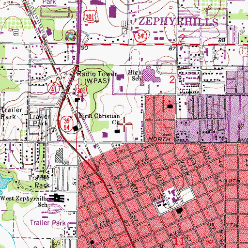 Topographic Map of First Christian Church, FL