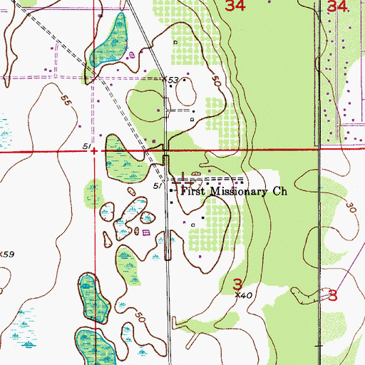 Topographic Map of First Missionary Church, FL