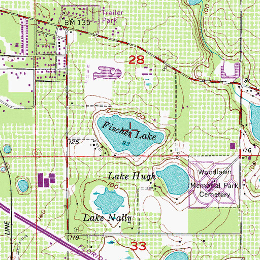 Topographic Map of Fischer Lake, FL
