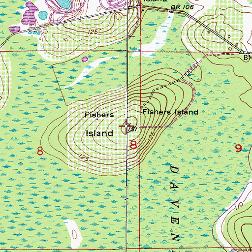 Topographic Map of Fishers Island, FL