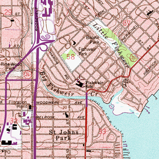 Topographic Map of Fishweir Elementary School, FL