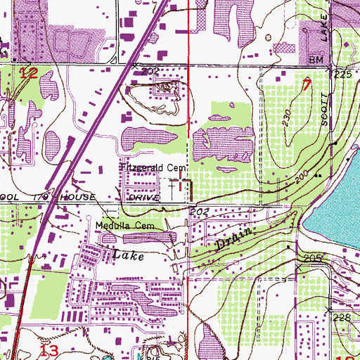 Topographic Map of Fitzgerald Cemetery, FL