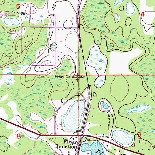 Topographic Map of Fivay Cemetery, FL
