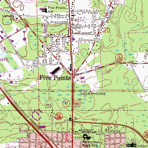 Topographic Map of Five Points, FL