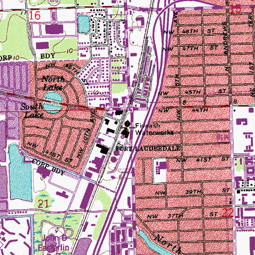 Topographic Map of Fiveash Waterworks, FL