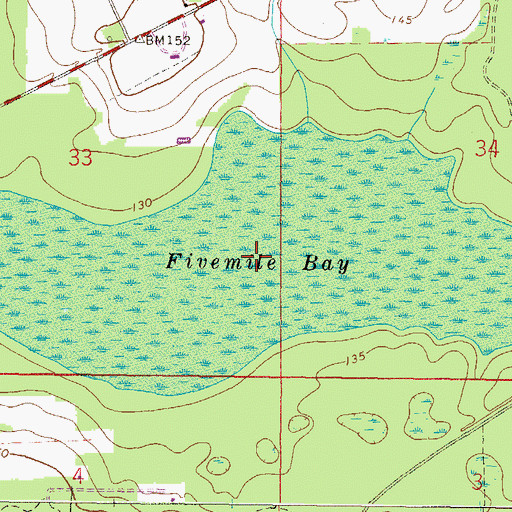 Topographic Map of Fivemile Bay, FL