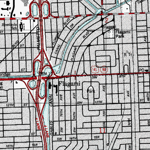 Topographic Map of Flagami, FL