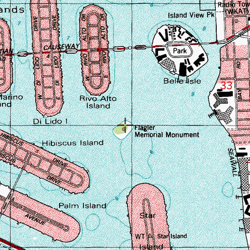 Topographic Map of Flagler Memorial Monument, FL