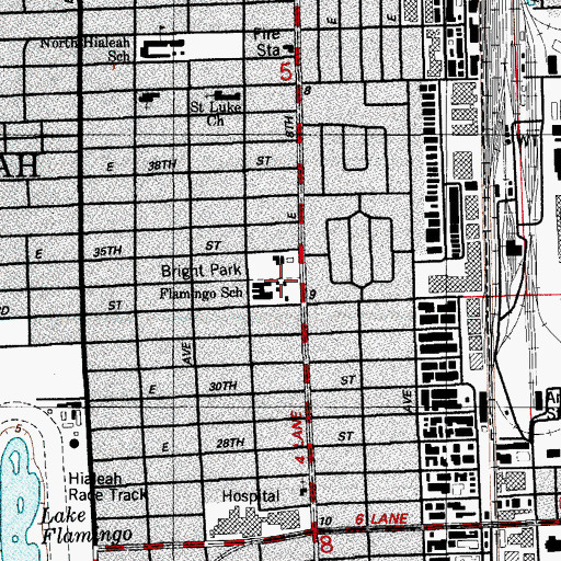 Topographic Map of Flamingo Elementary School, FL